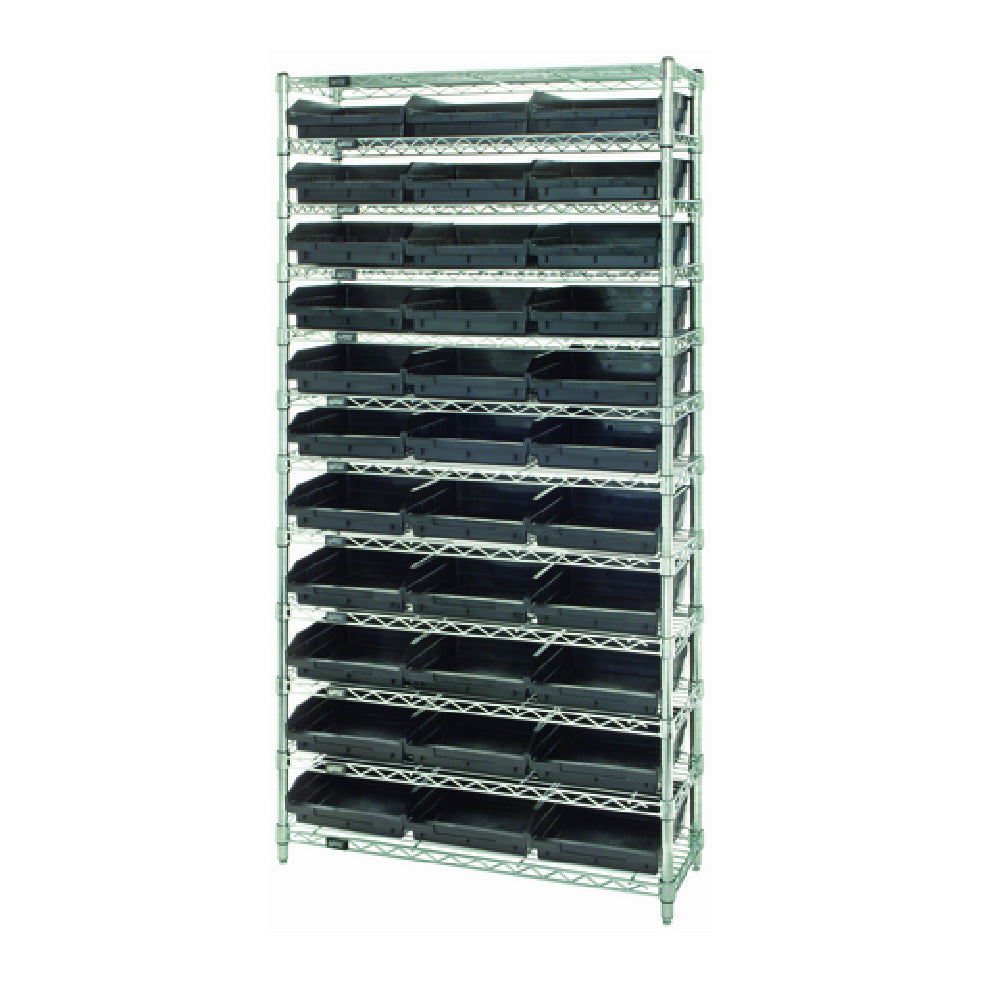 Quantum WR12-110CO Bin Wire Shelving System Conductive 36"W X 18"D X 74"H Overall Size