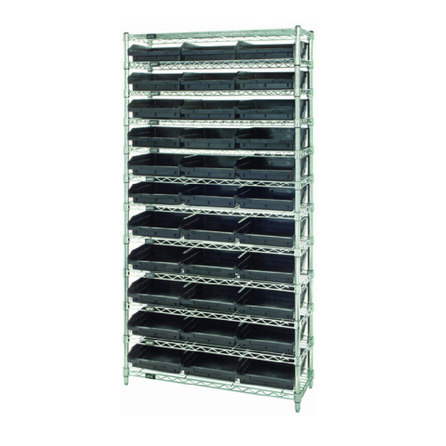 Quantum WR12-110CO Bin Wire Shelving System Conductive 36"W X 18"D X 74"H Overall Size