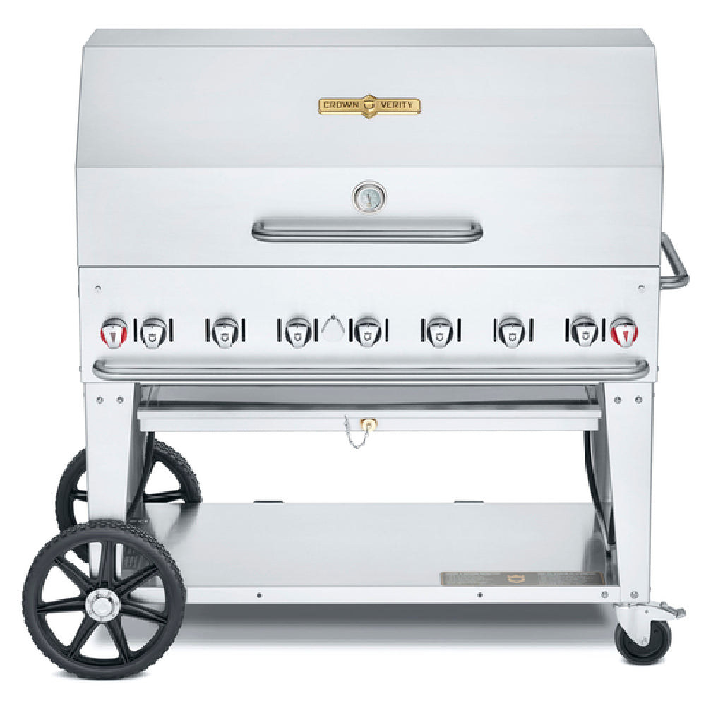 Crown Verity CV-MCB-48-SI-BULK-RDP Mobile Outdoor Charbroiler LP Gas 46" X 21" Grill Area