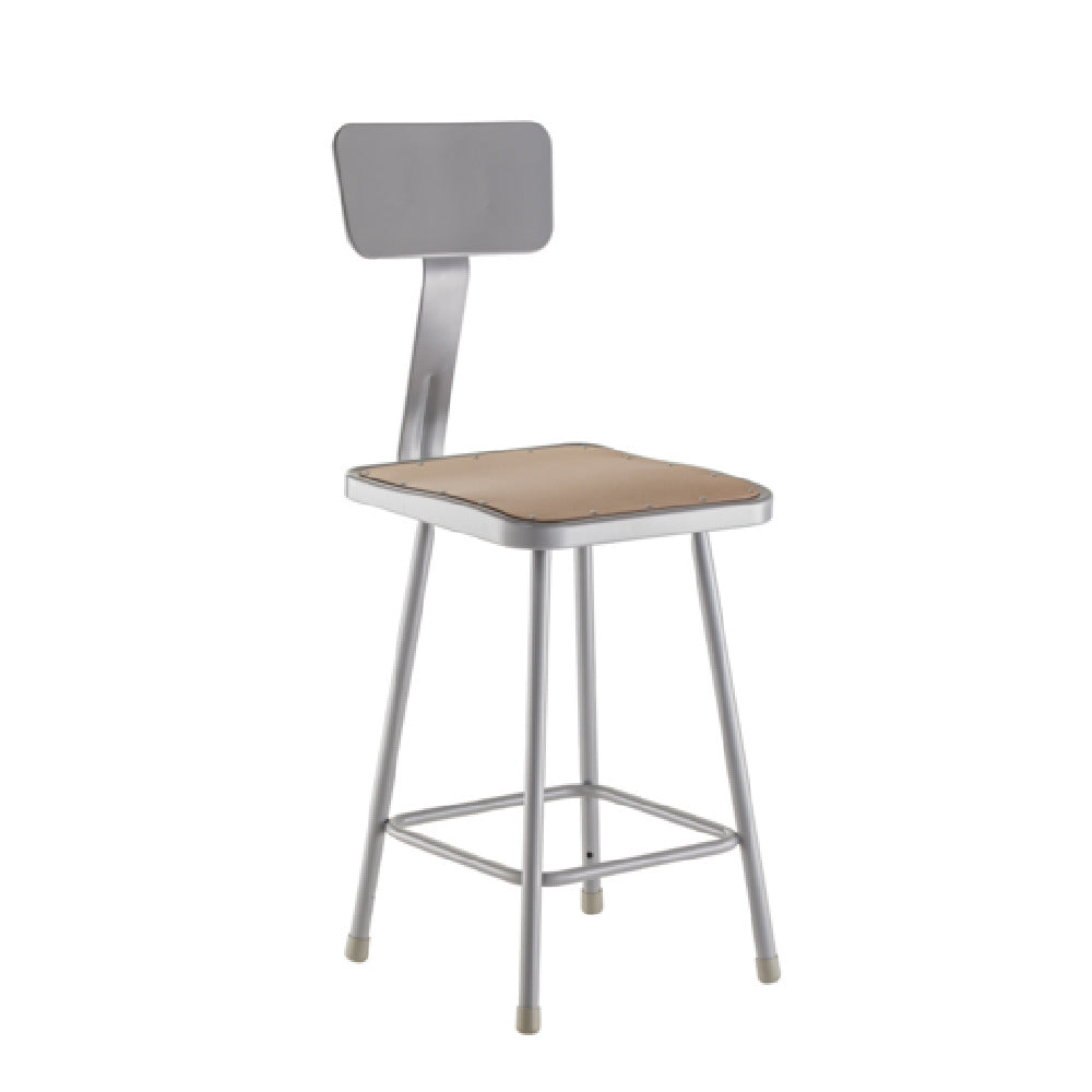 National Public Seating 6324B NPS® 24" Heavy Duty Steel Stool With Backrest Contoured Square Seat