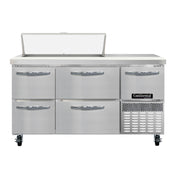 Continental Refrigerator RA60N10-D Refrigerated Base Sandwich Unit 60"W 300 Series Stainless Steel Top With (10) 1/6 Size X 4" Deep Pans