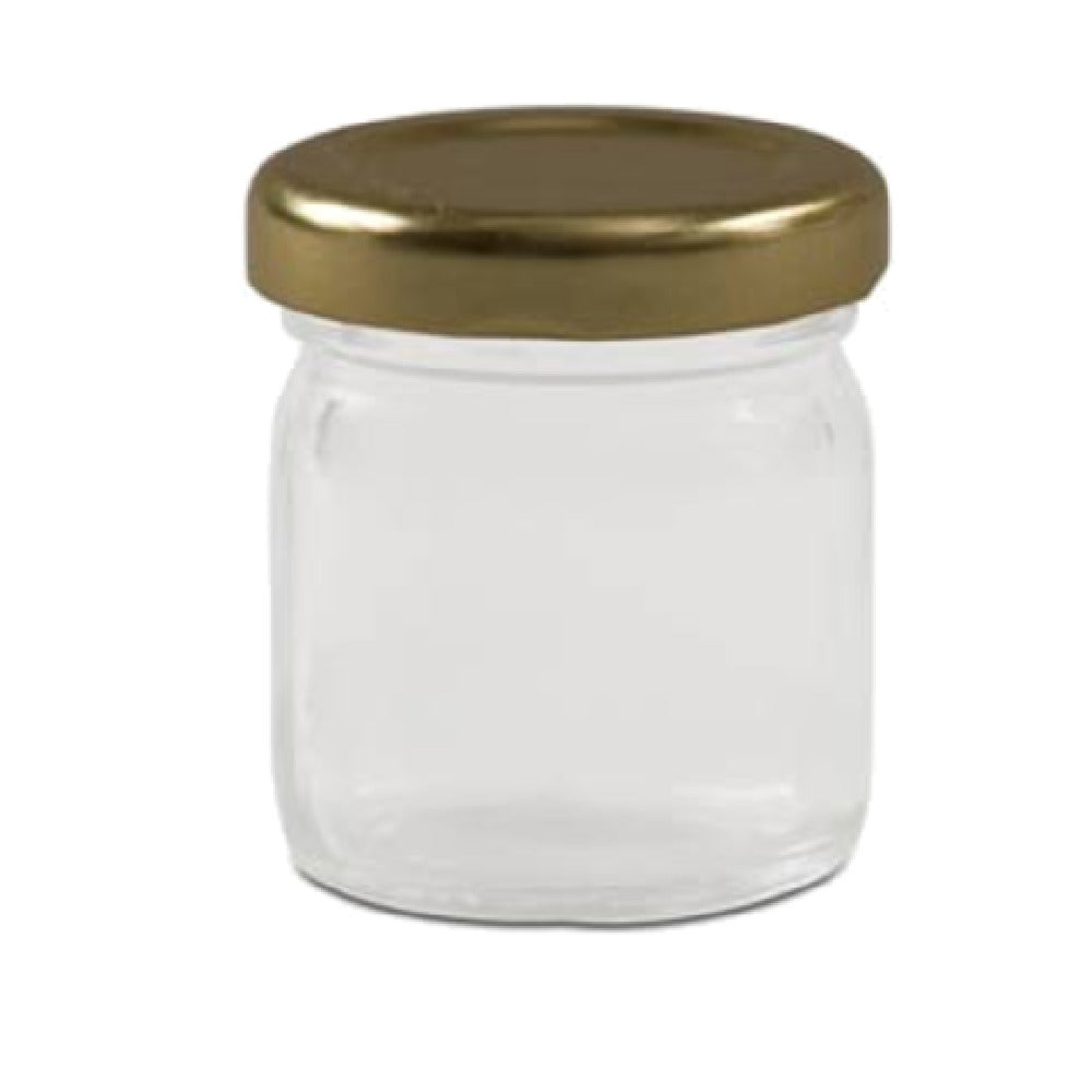 JB Prince X405 Mini Glass Jar 1.3 Oz. With Gold Plastic Screw Top Cap