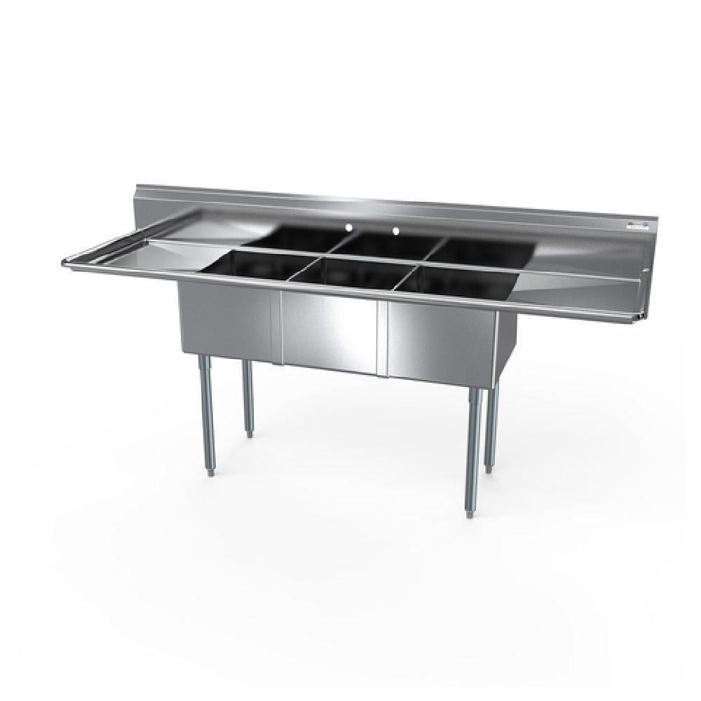 NBR Equipment 3SG-151514LR15 Economy Sink Three-compartment 75"W X 20-1/2"D X 43-3/4"H Overall Size