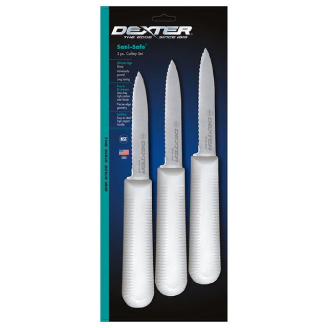 Dexter 15453 Sani-Safe® (S104SC-3PCP) Paring Knife 3-1/4" Scalloped Edge