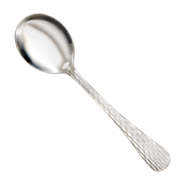 Winco 0023-04 Caspian Bouillon Spoon 18/0 Stainless Steel Hammered Finish