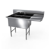 NBR Equipment 2SS-182414R18 Premium Sink Two-compartment 58-3/16"W X 29-1/2"D X 44-1/16"H Overall Size