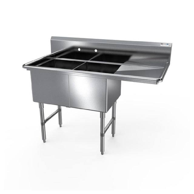 NBR Equipment 2SS-182414R18 Premium Sink Two-compartment 58-3/16"W X 29-1/2"D X 44-1/16"H Overall Size