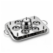 Steelite 5370S584 - CAVIAR SERVING SET WITH 6 BOWLS STAINLESS STEEL, 15.5" X 10.5" X 2.5"