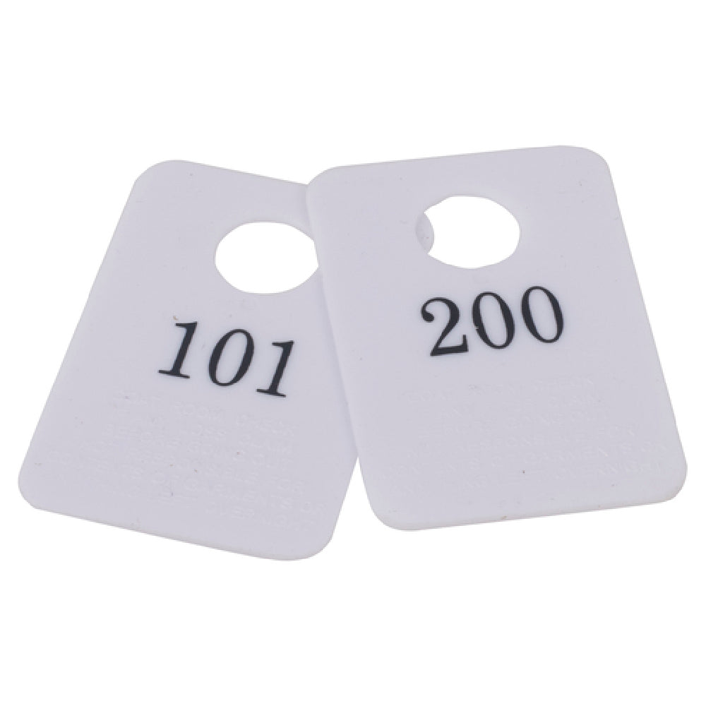 Stanton Trading 5PCR-101-200 Coat Room Checks Plastic With Hanger Hold And "Not Responsible" Disclaimer (set Is Numbered 101-200 & Includes 1 Of Each Number)