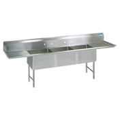 BK Resources BKS6-3-24-14-24TS Sink Three Compartment 123-1/4"W X 29-1/2"D X 44-1/16"H Overall Size