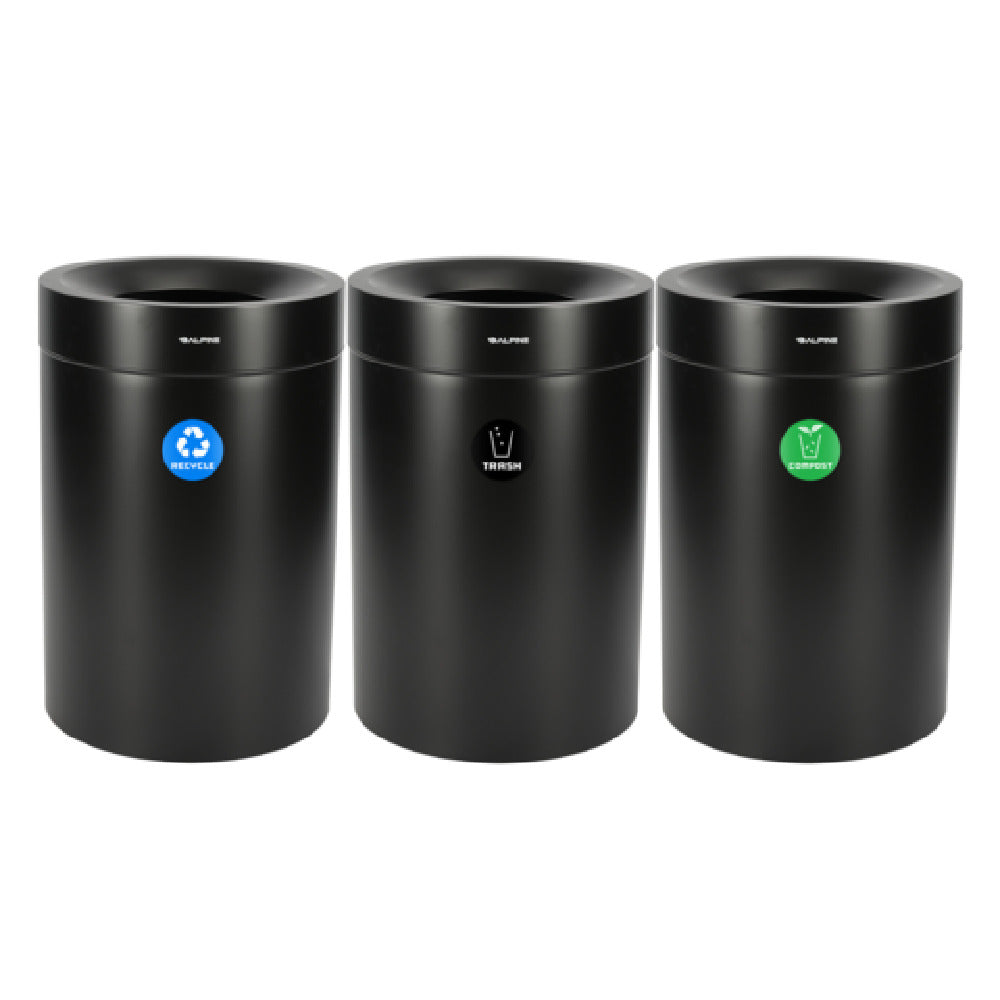 Alpine Industries ALP475-50-BLK-R-T-CO Compost Bin With Recycling Can And Trash Receptacle