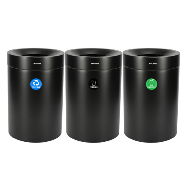 Alpine Industries ALP475-50-BLK-R-T-CO Compost Bin With Recycling Can And Trash Receptacle