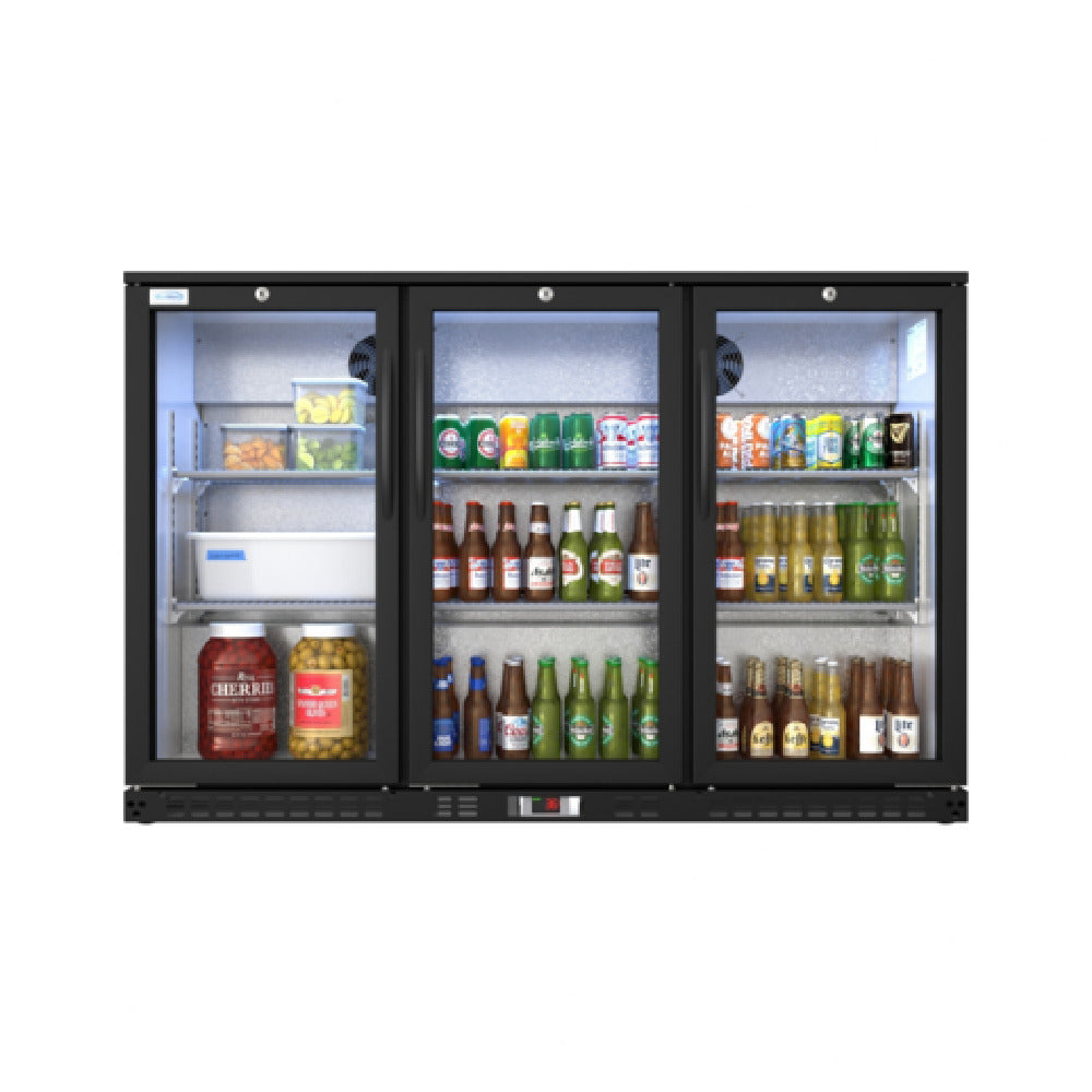 Koolmore BC-3DSW-BK - Back Bar Refrigerator, Three-section, 53"W X 20"D X 35"H