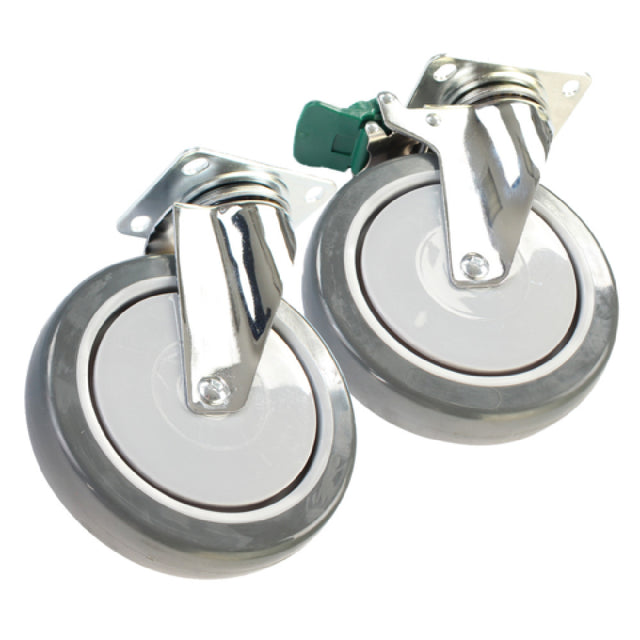 Forbes Industries 1681-SDL 6" Grey Wheel With Swivel-locking Tracking Caster Chrome Fork