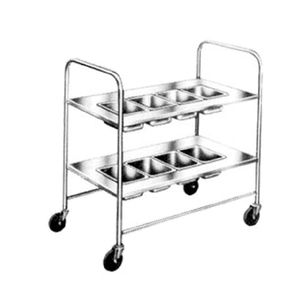 Dinex DXP717 Silverware Cart (4) Pans On Top Shelf (4) On Lower Shelf