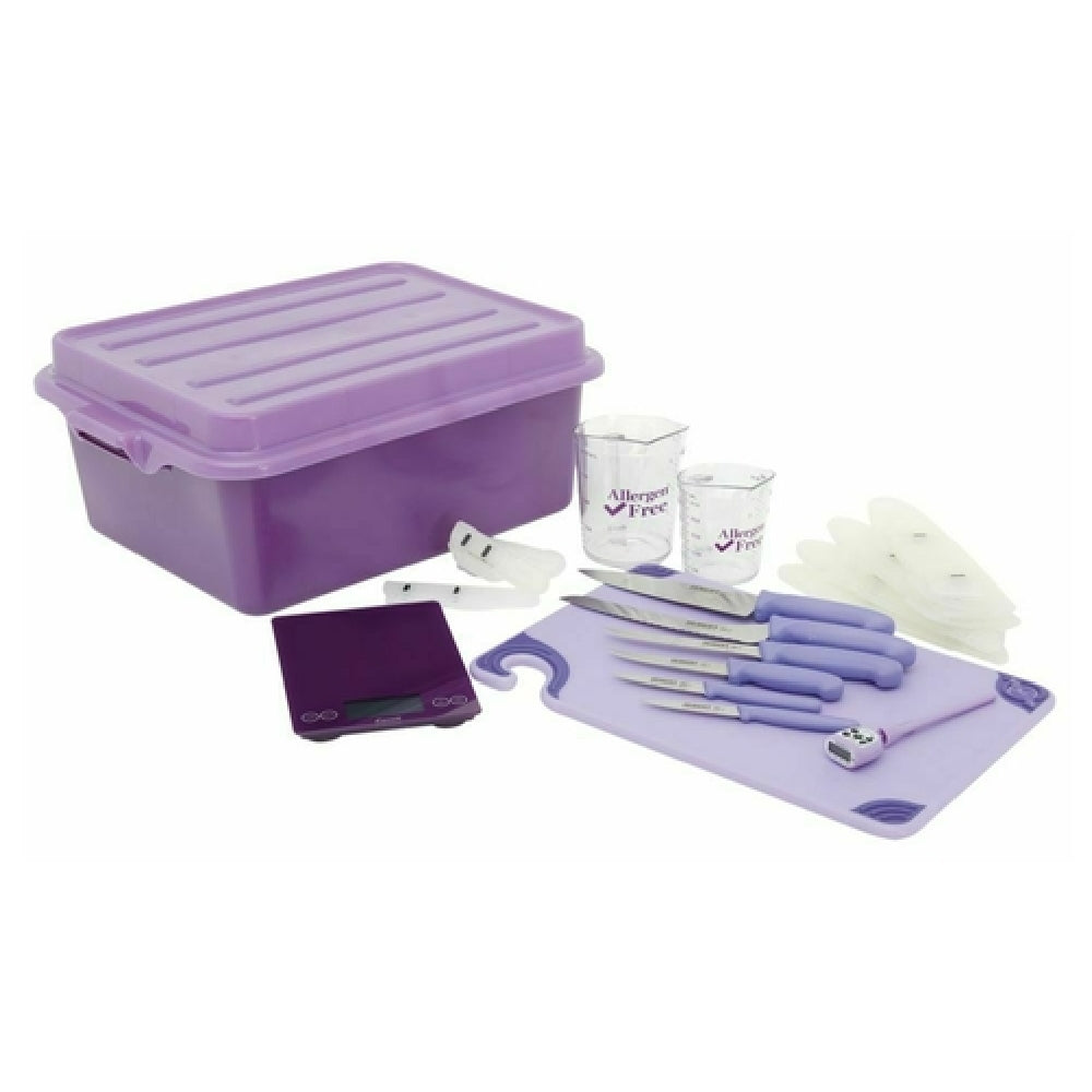 Hubert 76823 - Allergen Food Prep Kit, 19-piece, Includes: (1) 20" X 15" X 7"H Purple Colormate Food Box (91946)