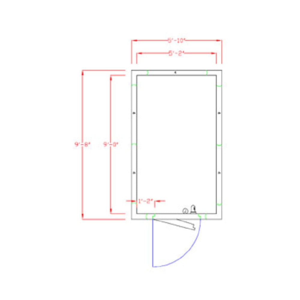 American Panel 6X10C-I Walk-In Cooler 7'-3-3/4" H X 5'-10" W X 9'-8" D Indoor