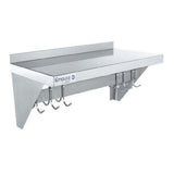Empura E-WPS-1248 - Pot Rack, Wall-Mounted, 48" X 12" Stainless Steel Wall-mounted Pot Rack With Shelf And 18 Gauge Galvanized Hooks