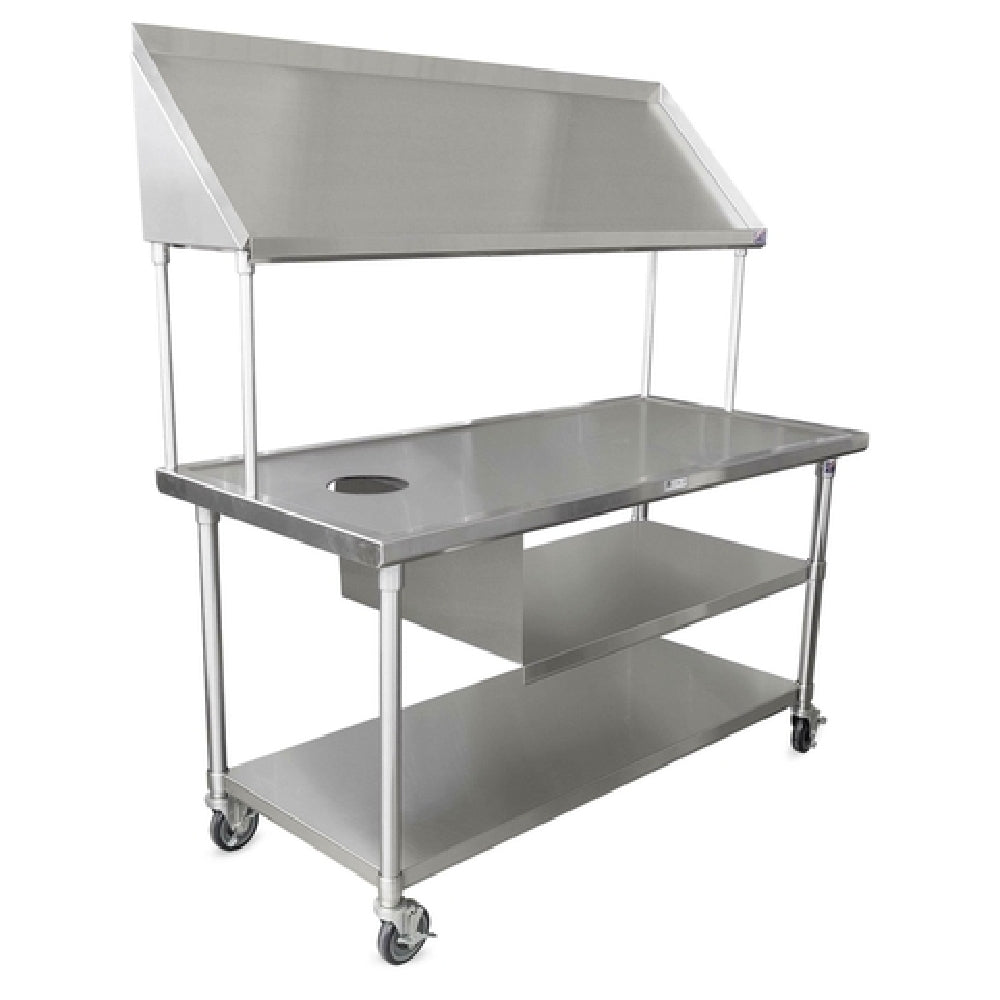John Boos BT6-3063SSK Mobile Sorting Table 63" W X 30"D 16/300 Stainless Steel Flat Top With Marine Edge