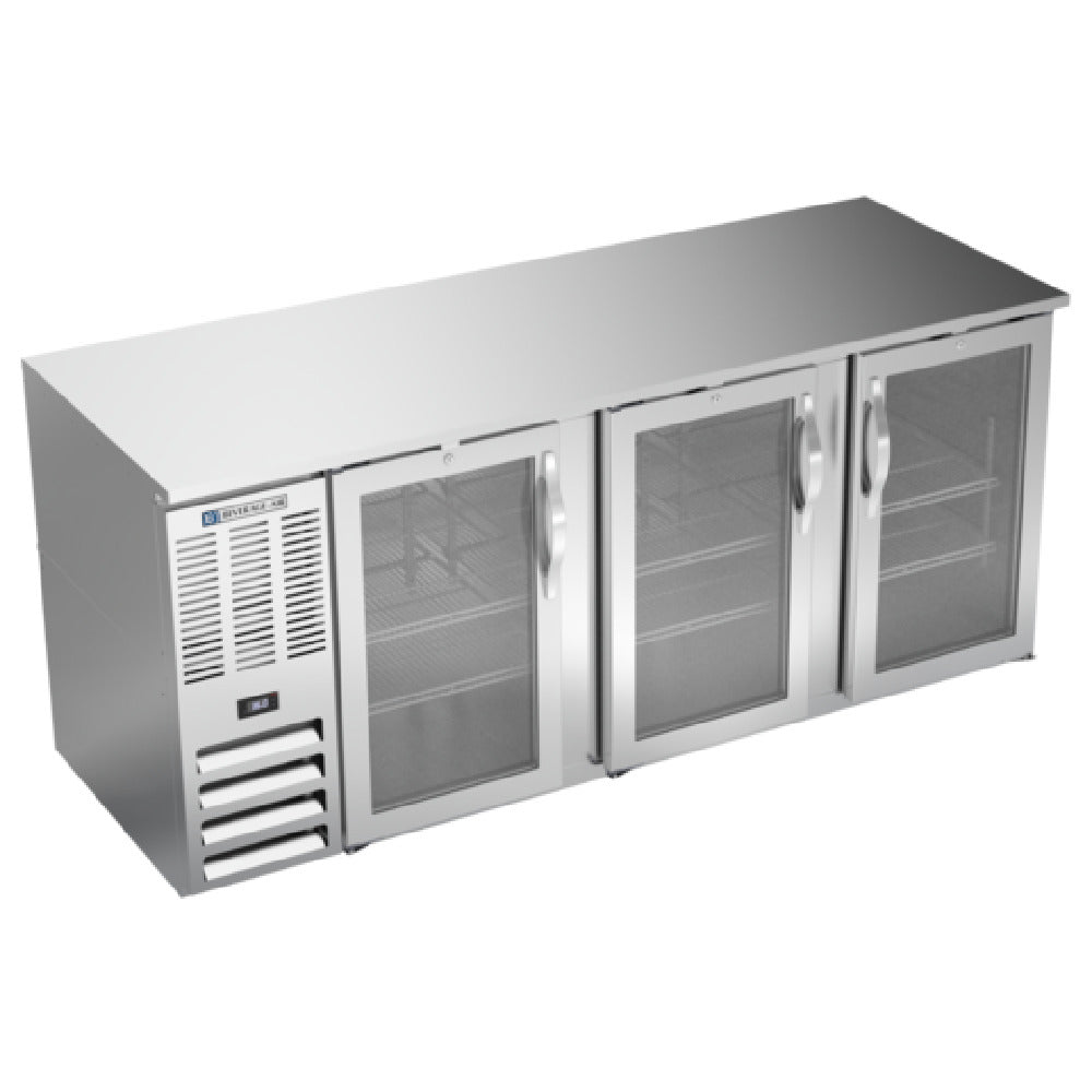 Beverage Air BB78HC-G-S - Refrigerated Back Bar Storage Cabinet, Three-section, 78"W X 30-3/8"D X 34"H