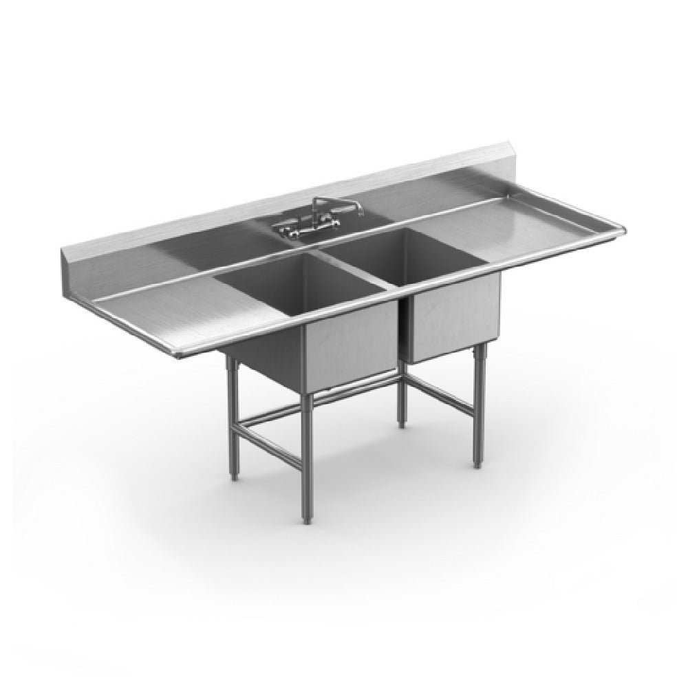 Winholt WS2T20282D18-14DP-14GA Sink Two Compartment With Right & Left Hand 18" Drainboards