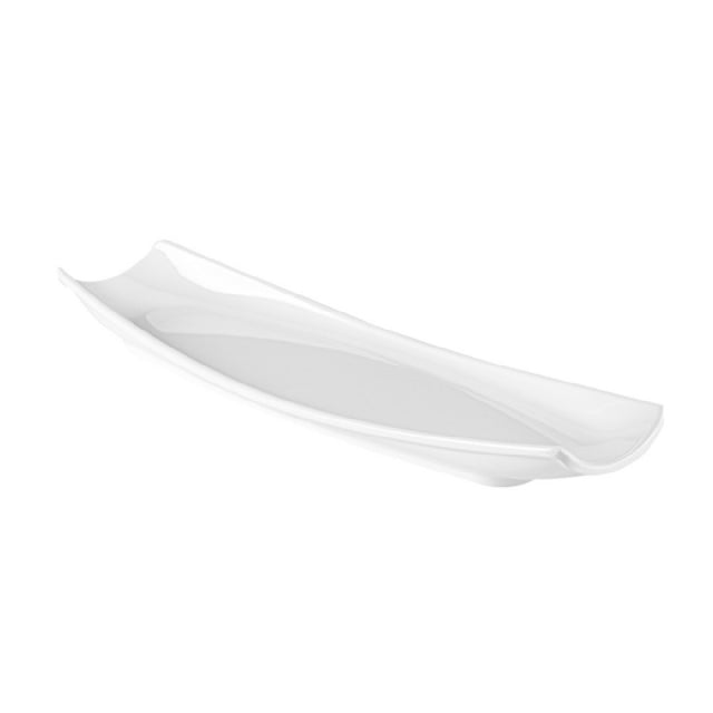 CAC China XCOP-BT14-W Cooper Platter 13-5/8"W X 4-3/8"D X 1-3/8"H Boat Shape
