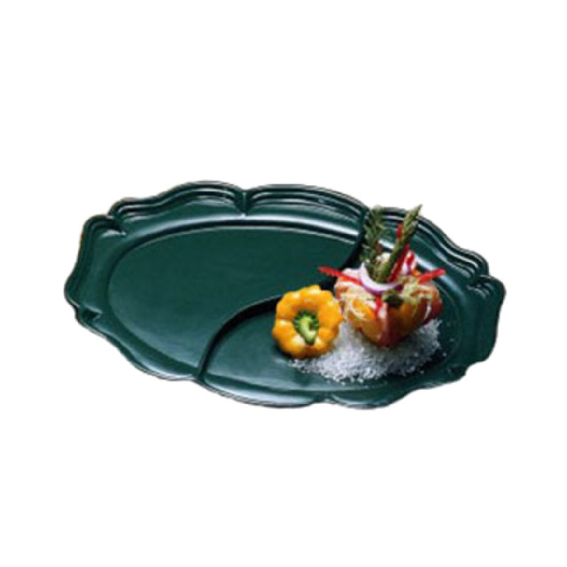 Bon Chef 2028DCHESTNUT Queen Anne Divided Platter 14-3/4" X 20" Aluminum With Ceramic-look Coating