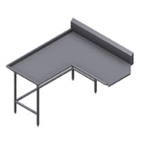 Winholt CDT-14-I-120L Island Clean Dish Table Left To Right 9" High Backsplash With 2" 45⁰ Return