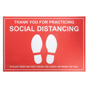 Hubert 90851 - Floor Decal, "thank You For Practicing Social Distancing, Please Keep Six Feet From The Guest In Front Of You"