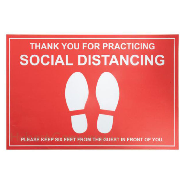Hubert 90851 - Floor Decal, "thank You For Practicing Social Distancing, Please Keep Six Feet From The Guest In Front Of You"