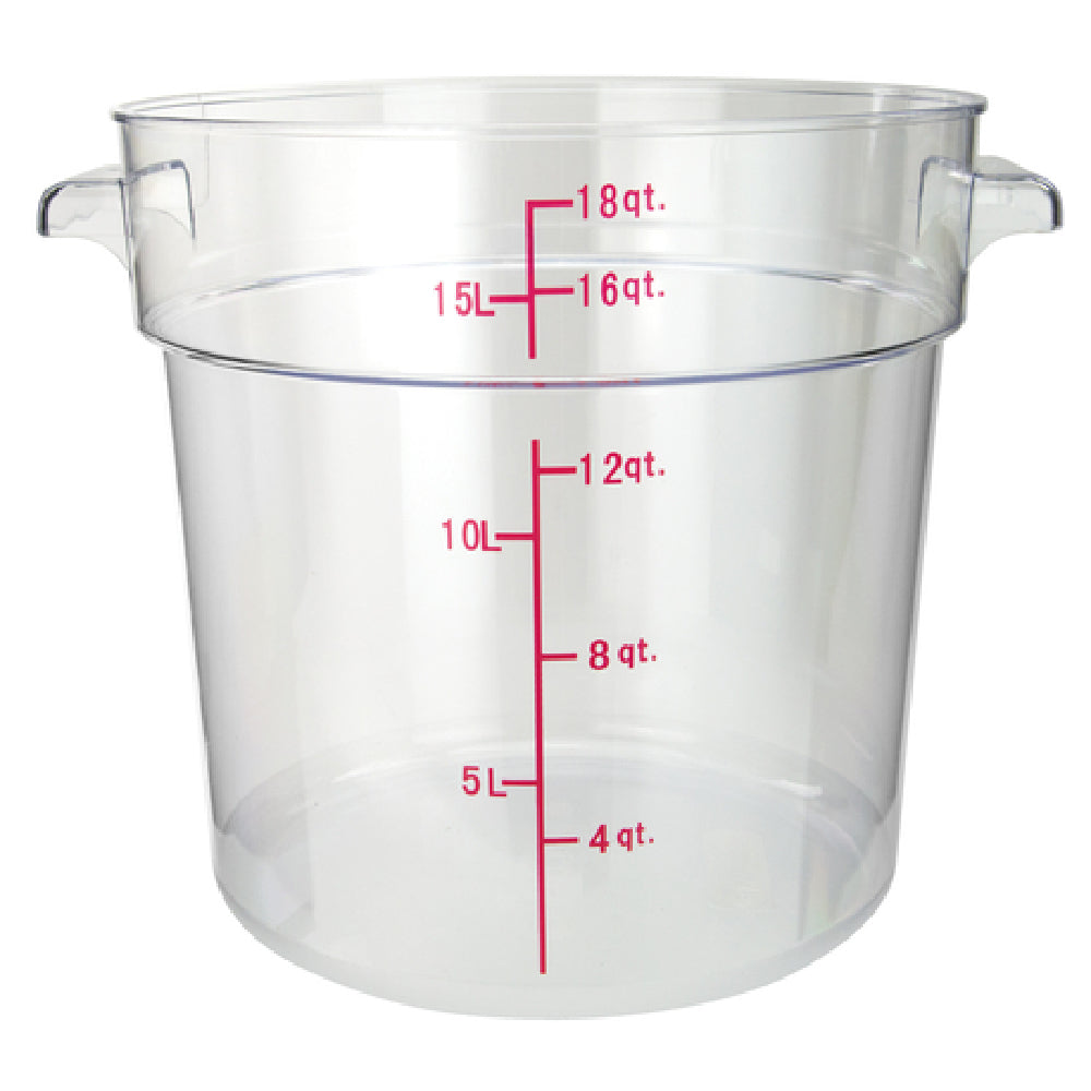 Winco PCRC-18 Food Storage Container 18 Qt. 12-1/4" X 14-1/8" X 12"H