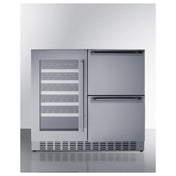 Summit SWCDAR36UC - Combination Wine Cellar & 2-Drawer Refrigerator, 36" Wide, Built-in