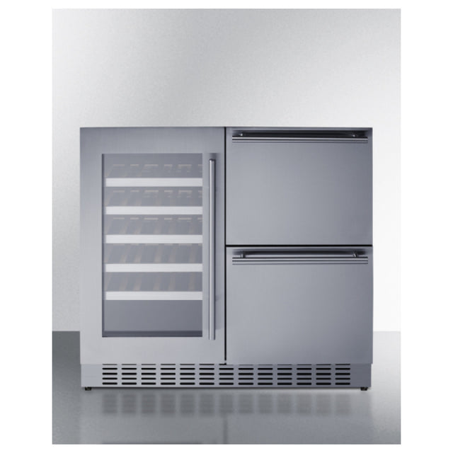 Summit SWCDAR36UC - Combination Wine Cellar & 2-Drawer Refrigerator, 36" Wide, Built-in