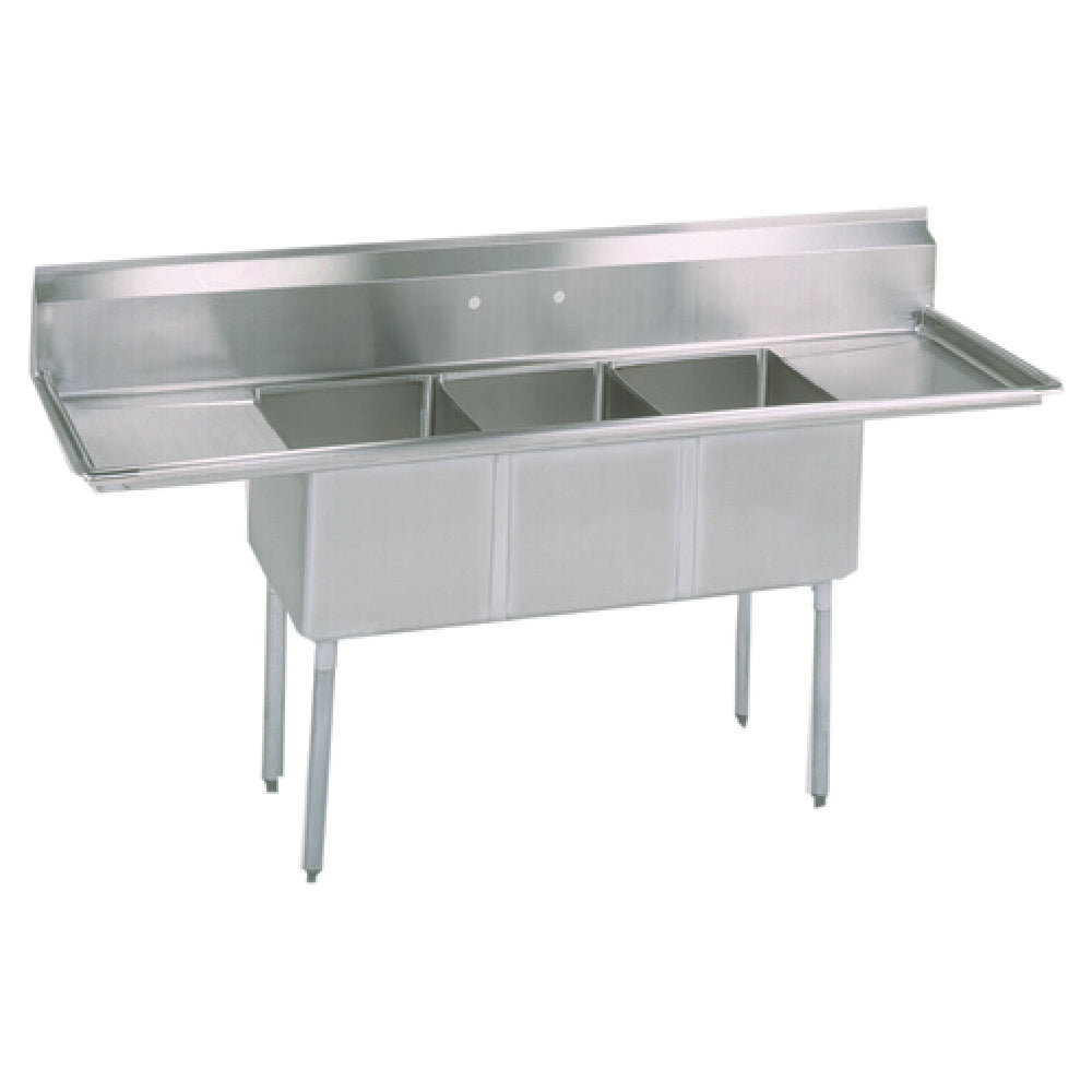 BK Resources BKS-3-18-12-24T Sink Three Compartment 102"W X 23-13/16"D X 43-3/4"H Overall Size