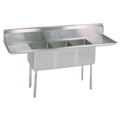 BK Resources BKS-3-18-12-24T Sink Three Compartment 102"W X 23-13/16"D X 43-3/4"H Overall Size