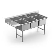 Winholt WS3T1620LD18 Sink Three Compartment With Left-hand 18" Drainboard