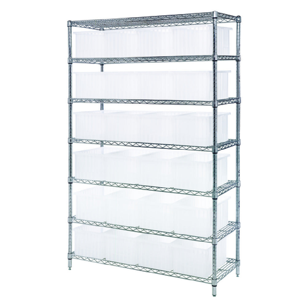 Quantum WR7-92080CL Bin Wire Shelving System 48"W X 18"D X 74"H 800 Lbs. Load Capacity Per Shelf
