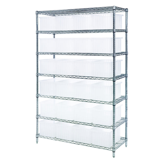 Quantum WR7-92080CL Bin Wire Shelving System 48"W X 18"D X 74"H 800 Lbs. Load Capacity Per Shelf