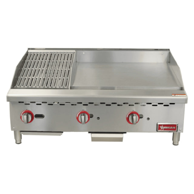 Omcan 48296 (CE-CN-12C24G) Griddle/Char-Broiler Combination Countertop Natural Gas