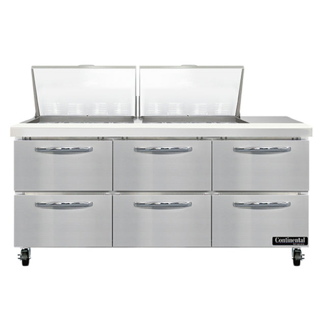 Continental Refrigerator SW72N24M-D Mighty Top Sandwich Unit 72"W 20.6 Cu Ft Capacity