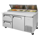 Turbo Air TPR-67SD-D2-N Super Deluxe Pizza Prep Table Two-section 20.0 Cu. Ft.