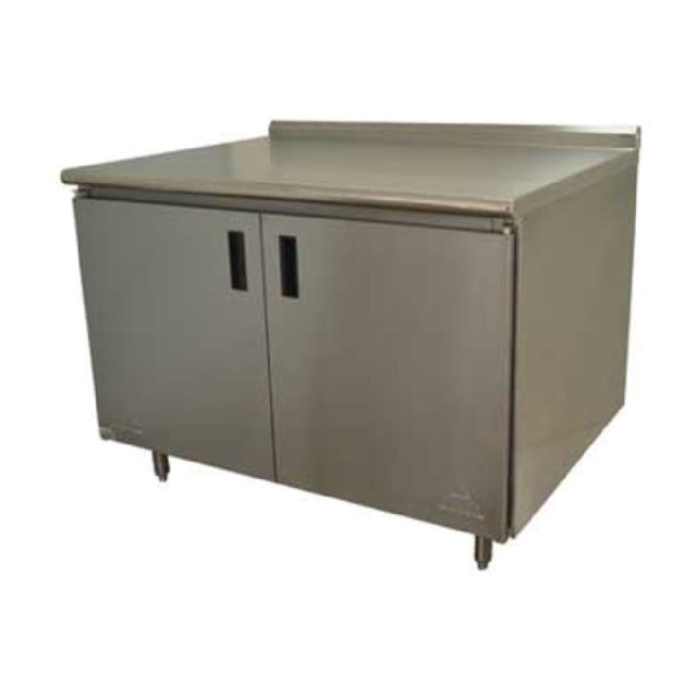 Advance Tabco HF-SS-368M Work Table 96"W X 36"D Cabinet Base With Mid-shelf & Hinged Doors