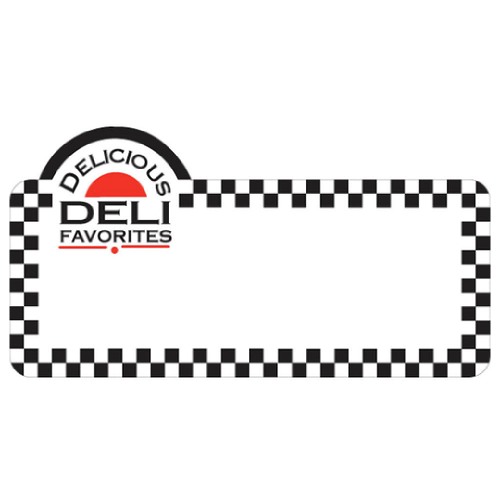 Hubert 53600 - Merchandising Tag, "Delicious Deli Favorites" With Black Checkered Border