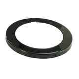 A high gloss black Ring Bezel from the ADJ-2 series, this circular plastic ring features a wide, flat surface with a large central opening and a small rectangular notch on one side, photographed against a white background.