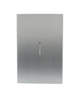 A stainless steel paper towel dispenser with a smooth, brushed metal finish. Similar to the ATFS-50 Fryer Tank Cover, it is rectangular and wall-mounted, featuring a vertical slot to view the paper towel supply. The background is plain white.