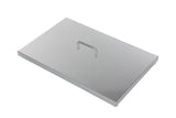A rectangular stainless steel fryer tank cover with a flat surface and simple, centered handle. This ATFS-50 metal lid features slightly raised edges and a brushed finish, reflecting light for a clean, modern appearance.
