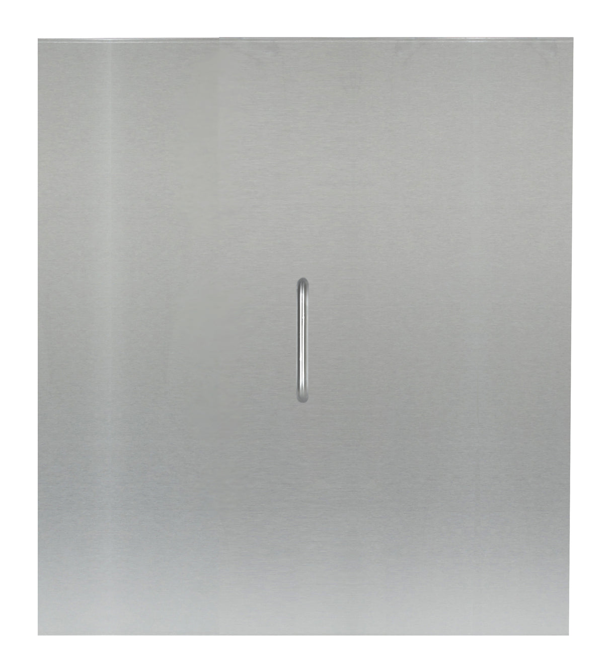 A rectangular stainless steel paper towel dispenser from Atosa USA features a vertical window slot in the center. Its smooth, slightly reflective surface and modern design resemble the sleek look of an ATFS-75 fryer tank cover.