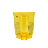 A transparent yellow Vitamix Advance Container made from 48 oz BPA Free Tritan, featuring measurement markings in ounces and milliliters. The jar has a spout for pouring, a wide base, an NSF certification logo near the top, and a white background.