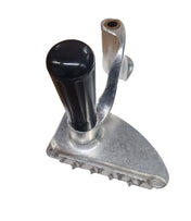 A metal meat tenderizer with a black plastic handle, a curved grip, and a triangular base featuring jagged teeth—an ideal Meat Grip Assembly compatible with OEM 00-479544-00003 for Hobart 2612. Displayed angled on a white background.