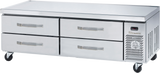 A white dresser with drawers, featuring a sleek stainless steel finish for a modern touch.